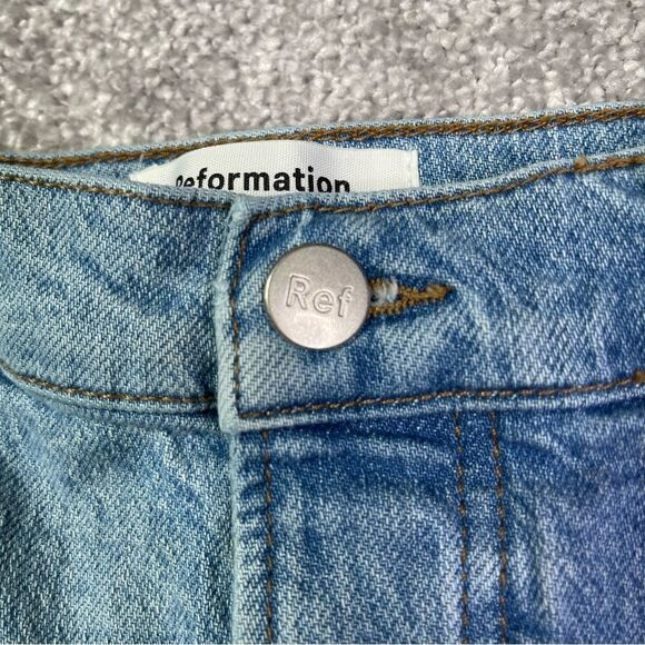 Reformation Serena Jeans Women’s 23 Blue High Rise Skinny Button Fly Ripped - Picture 7 of 15